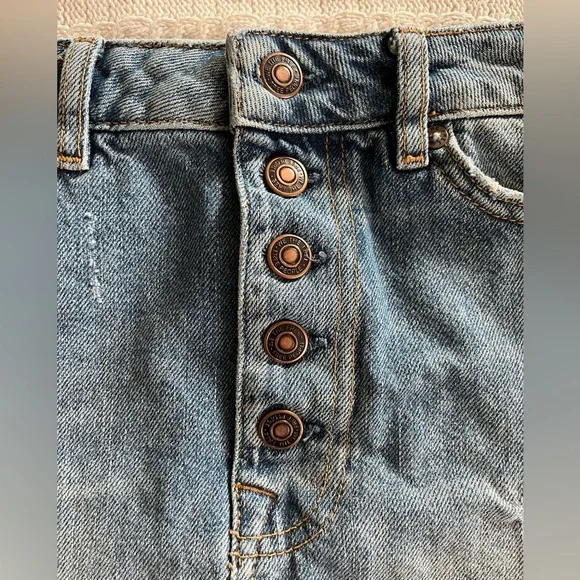 We The Free Distressed Denim Button-Up Skirt Women’s Size 28 - Picture 13 of 14